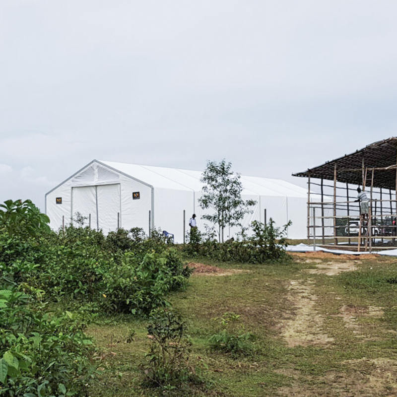 IFRC/ICRC/WFP/IOM Standard feuerhemmende UV-beständige 10 x 24 m große Zelt-Mobillagereinheiten (MSU)