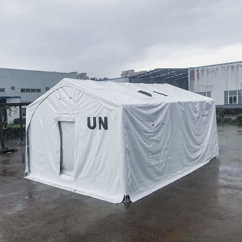 5 x 7 m großes Reliefzelt mit membranüberzogener Stahlrahmenkonstruktion vom Typ A