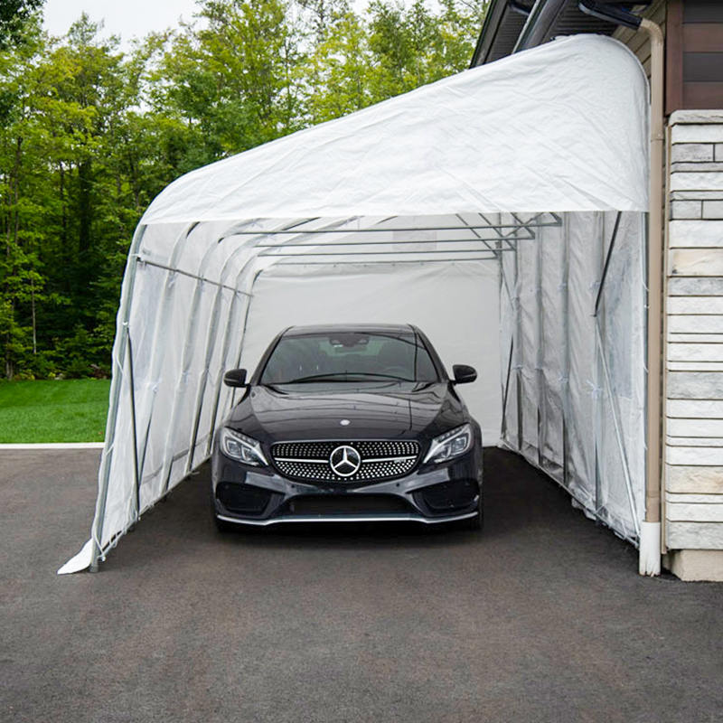 3,2 x 6,1 m (10,6 x 20 Zoll) große temporäre tragbare Garagen und Unterstände aus PE mit einfacher Neigung