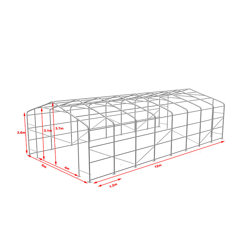 6 x 12 2,6 m lange, hochtemperaturbeständige Lagerzelte für Industrielager