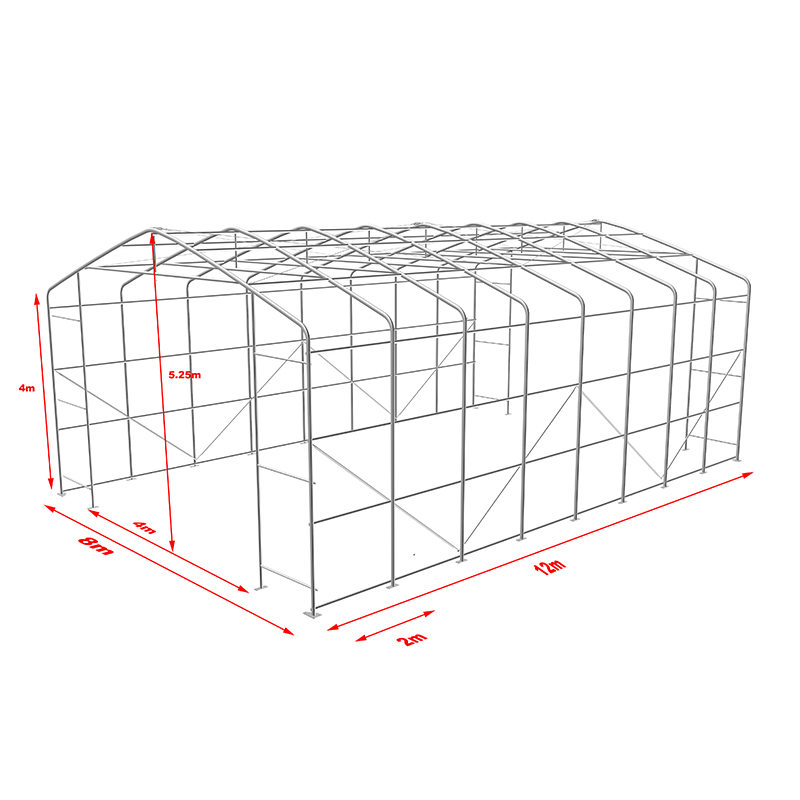 8 x 12, 4 m, seitliche Höhe, UV-beständiger Lager-Schattenzelt-Sonnenschutz