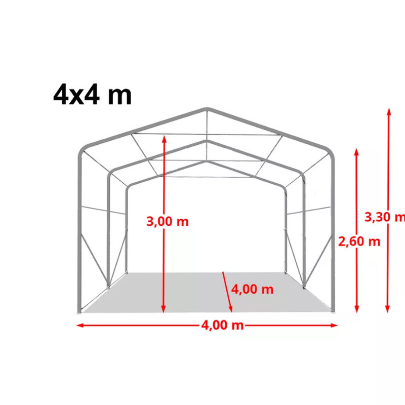 4 x 4 m – 2,6 m Weide-Schatten-Unterstand, robuster Outdoor-Lagerschuppen, Corral-Unterstand