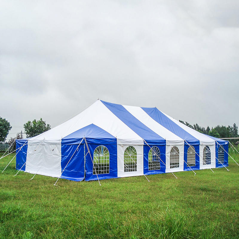 7 x 12 m großes, traditionelles PVC-Event-Stangenzelt mit Fenstern