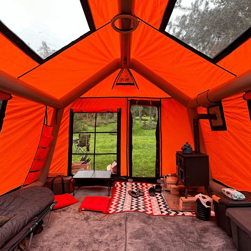 Feuerfestes und antibakterielles aufblasbares Campingzelt „Glamour Four Season“ für 8–10 Personen